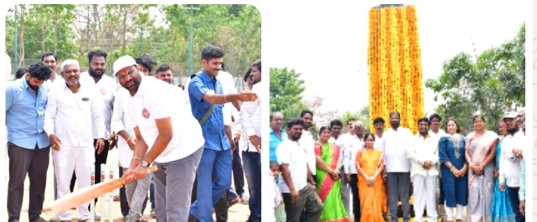కొత్తగూడెం ప్రగతి మైదానంలో క్రికెట్ పోటీలను ప్రారంభించిన ఎంపీ వద్దిరాజు