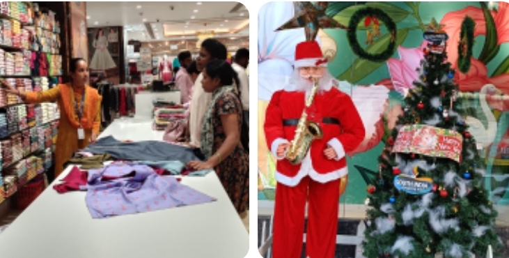 సౌత్ ఇండియా షాపింగ్ మాల్ లో క్రిస్మస్, న్యూ ఇయర్ వేడుకల సందర్భంగా వస్త్ర ప్రేమికులకు ప్రత్యేక ఆఫర్స్